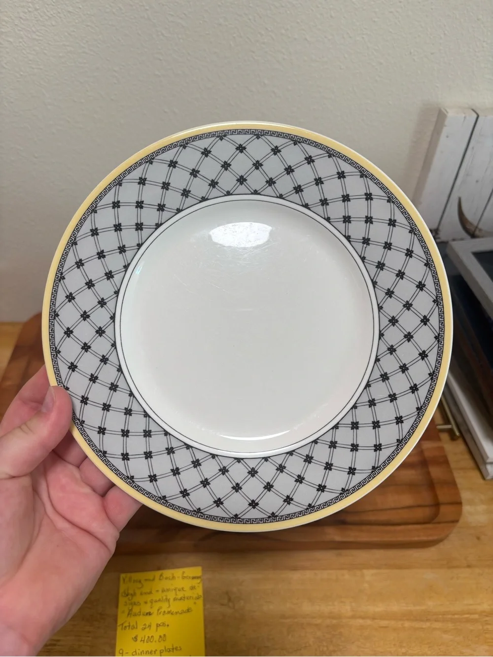 Villeroy & Boch Yellow, White & Black Decorative Dinner Plate
